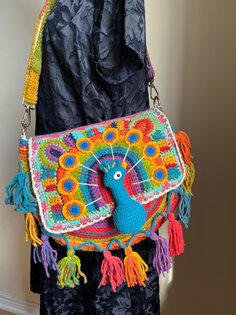 Handmade Crochet BohoTote, Bohemian Crossbody Bag, Hippie Shouler Purse